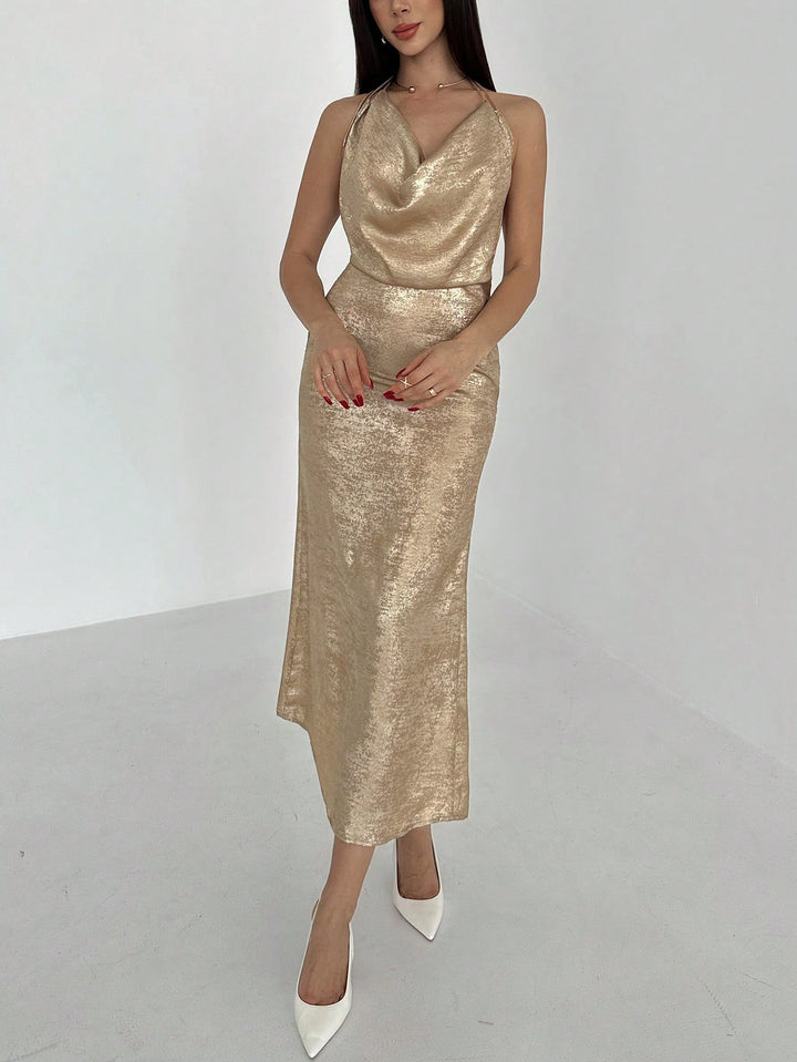 Rochie maxi SHEIN, auriu