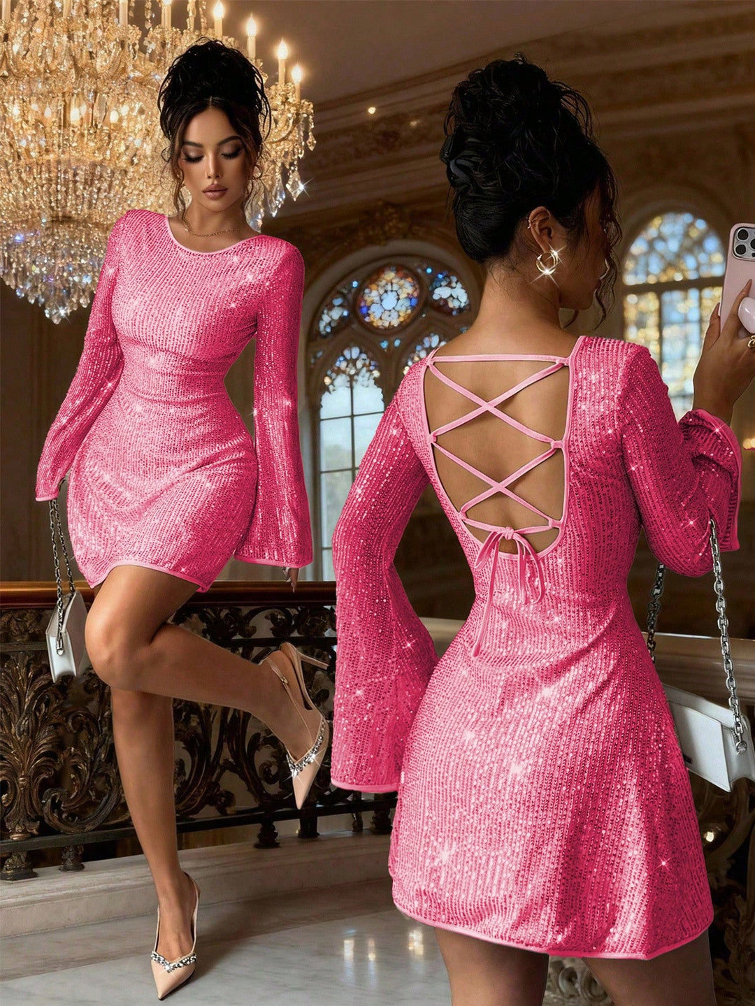 Rochie scurtă SHEIN, roz