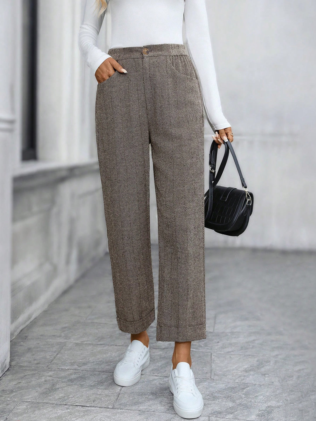 Pantaloni SHEIN, maro