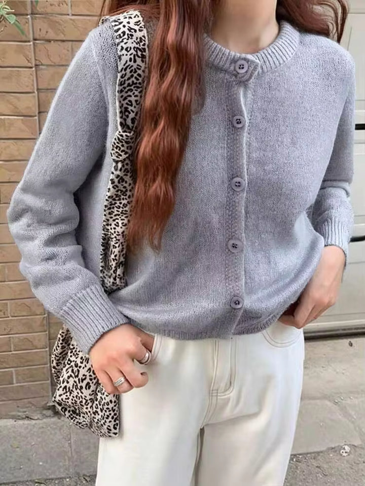 Pulover cu nasturi SHEIN, gri