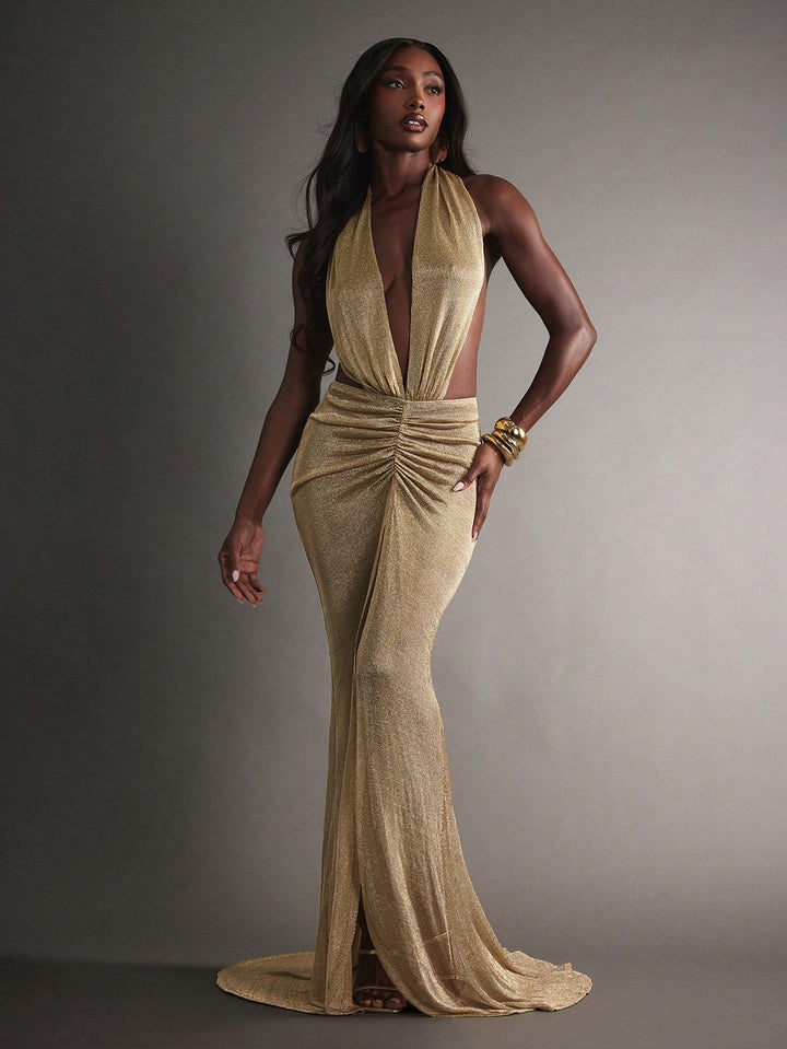 Rochie maxi SHEIN, auriu