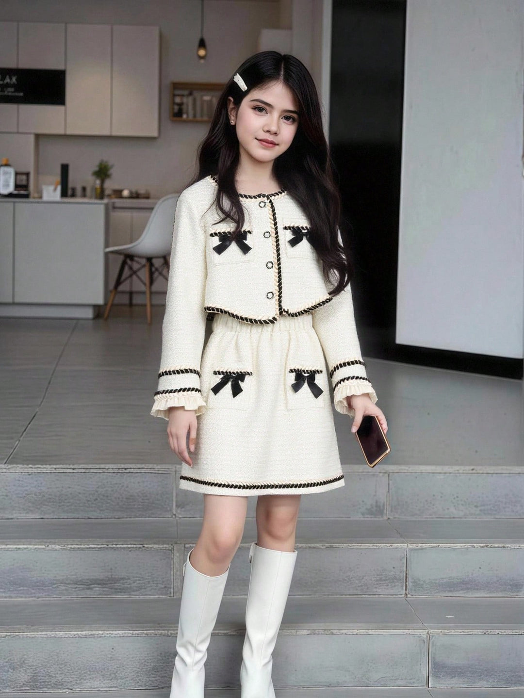 Set rochie cu fusta SHEIN, bej