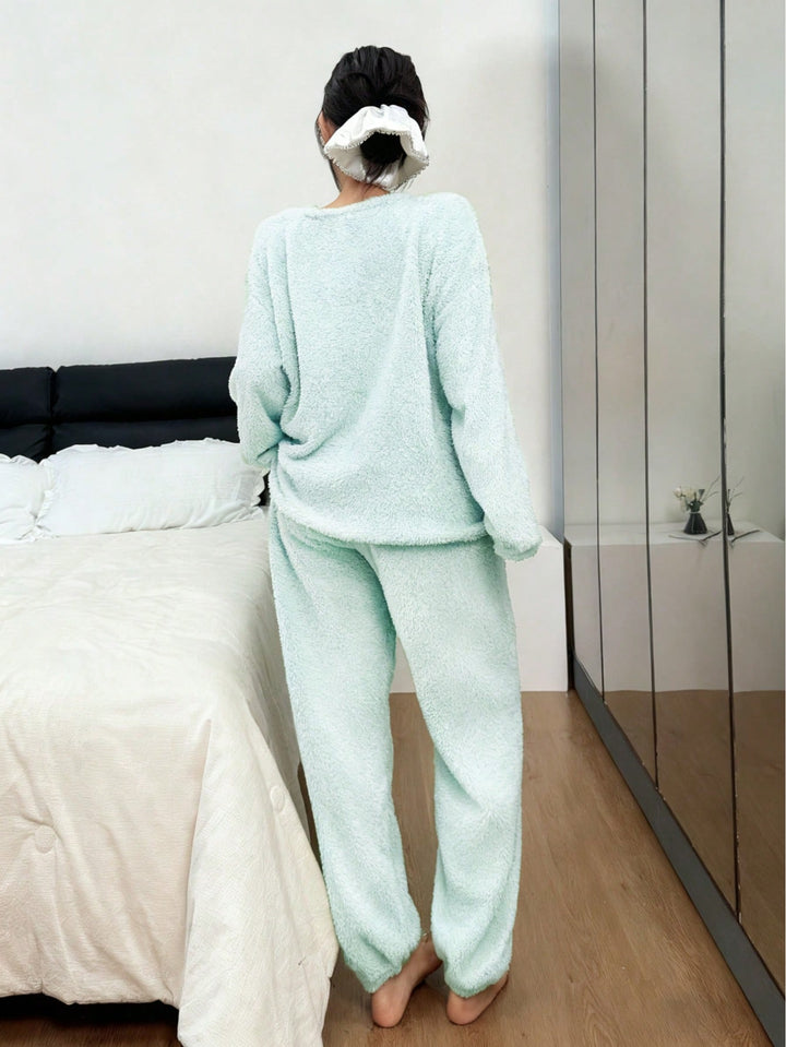 Compleu pijamale SHEIN, verde