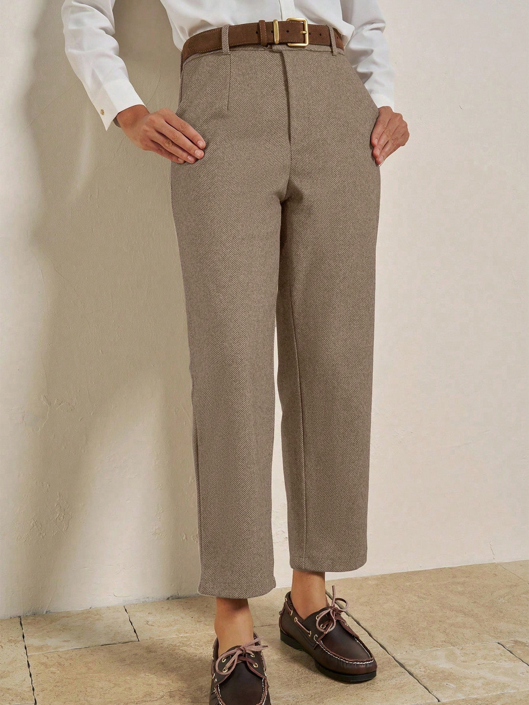Pantaloni SHEIN, maro