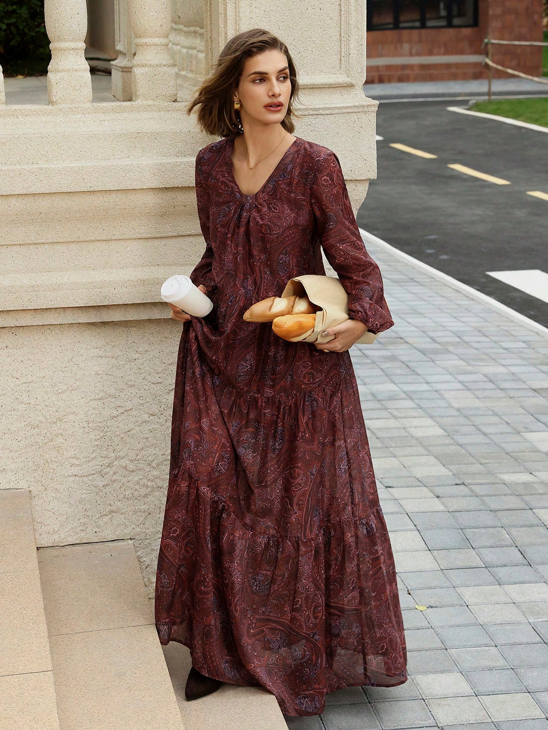 Rochie maxi SHEIN, maro