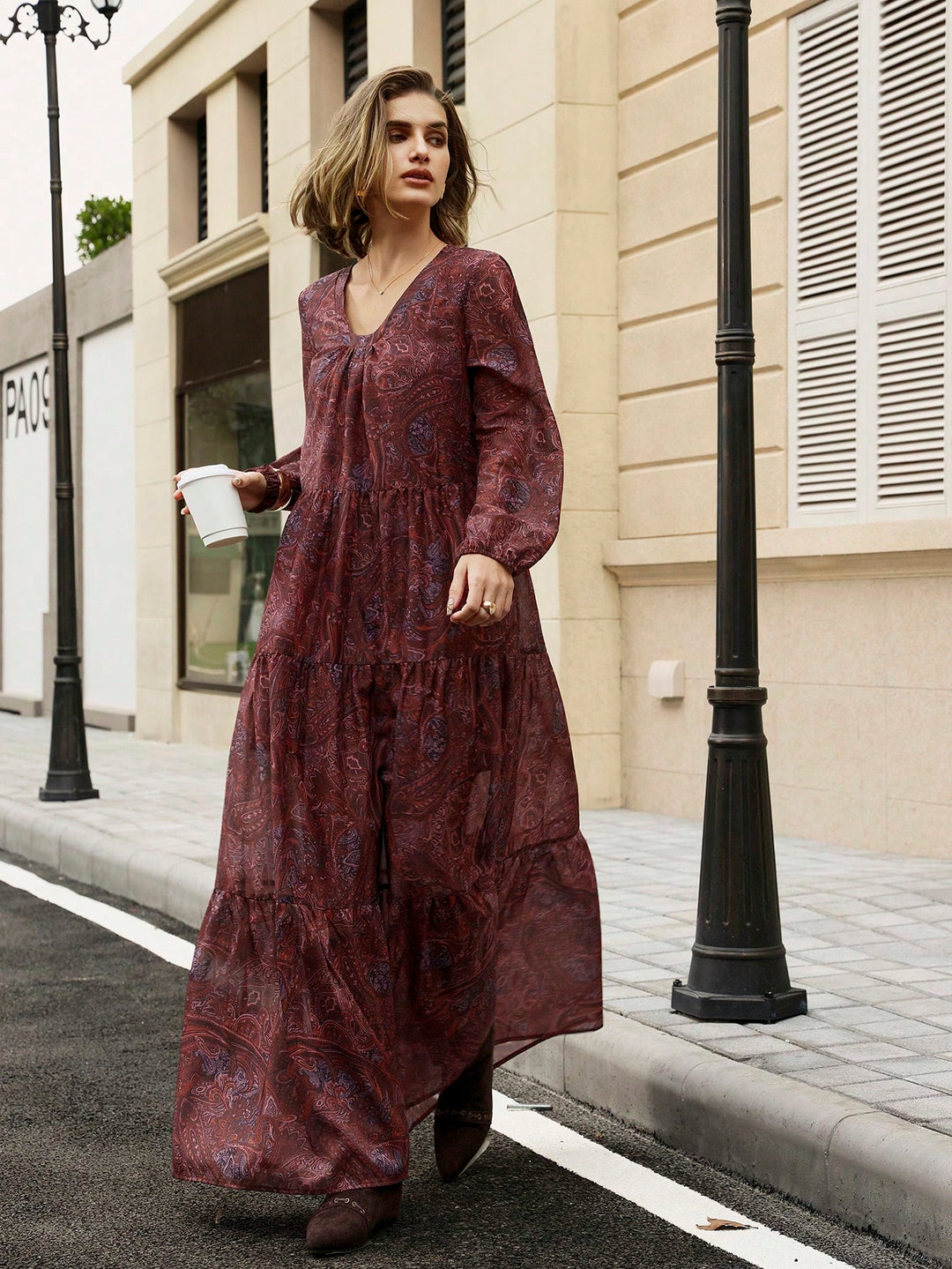 Rochie maxi SHEIN, maro
