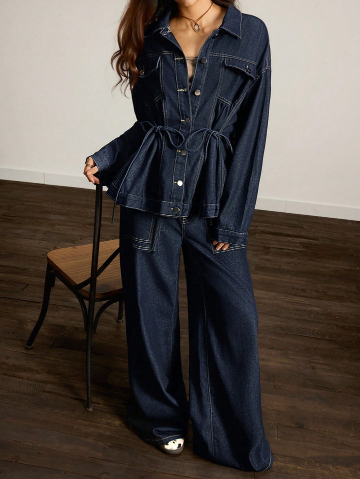 Jachetă din denim SHEIN, albastru