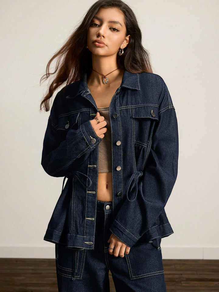Jachetă din denim SHEIN, albastru