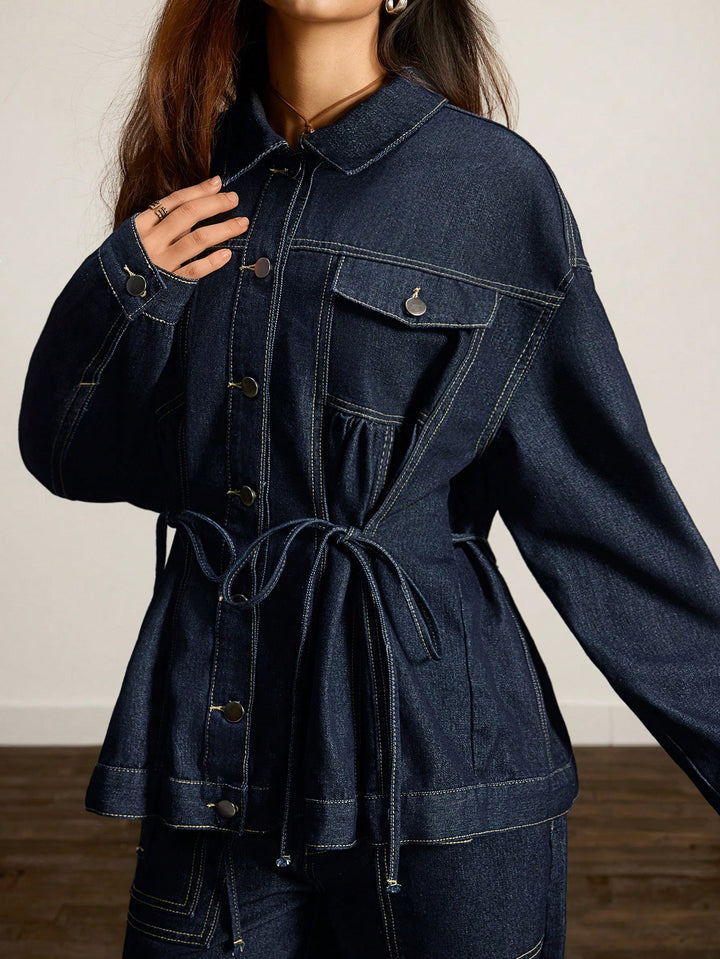 Jachetă din denim SHEIN, albastru