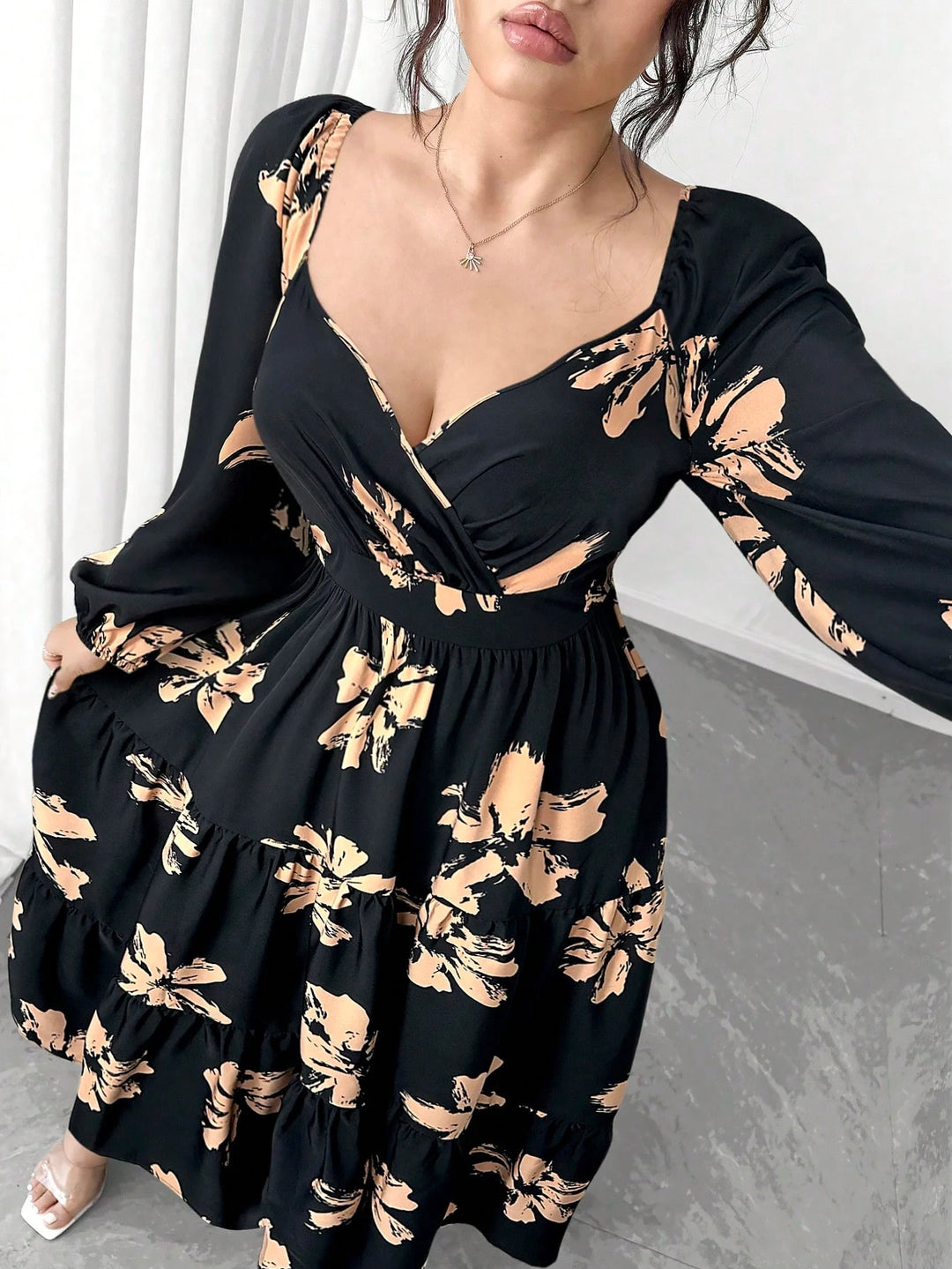 Rochie maxi Shein Curve+, mix culori