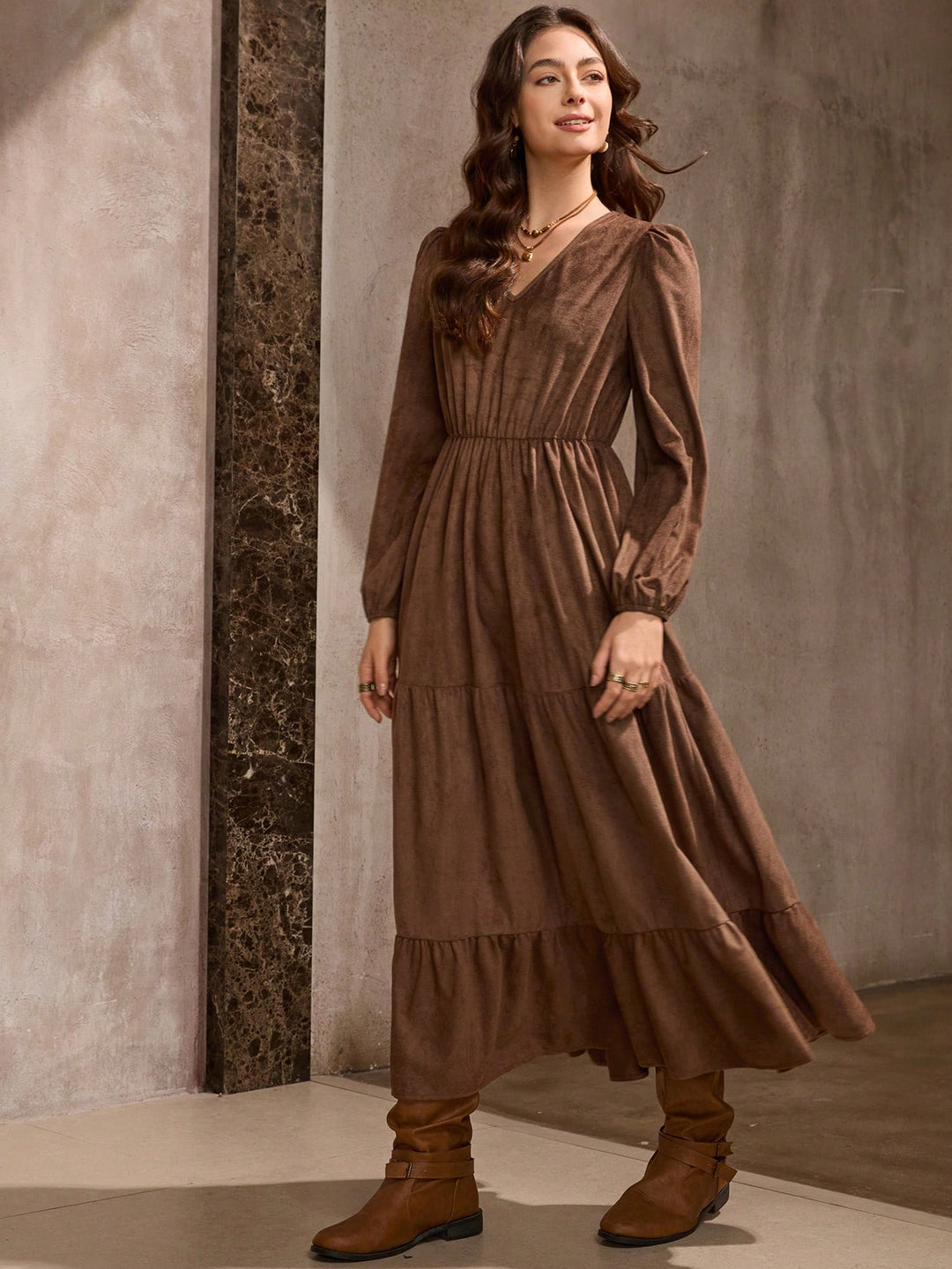 Rochie maxi SHEIN, maro