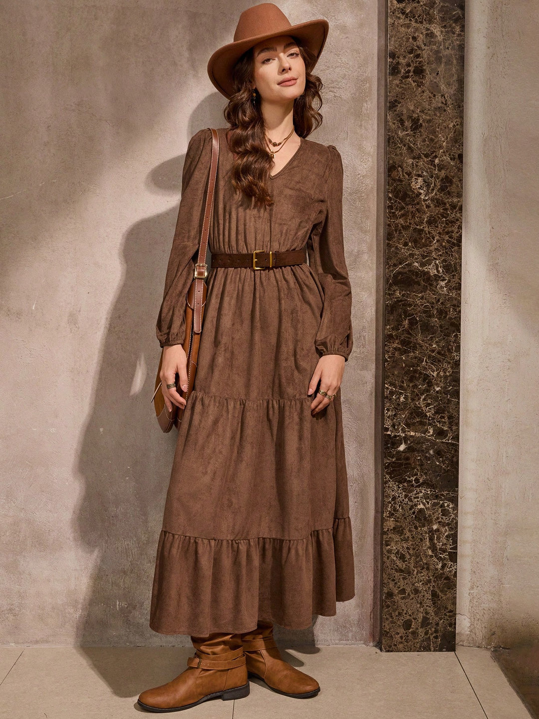 Rochie maxi SHEIN, maro
