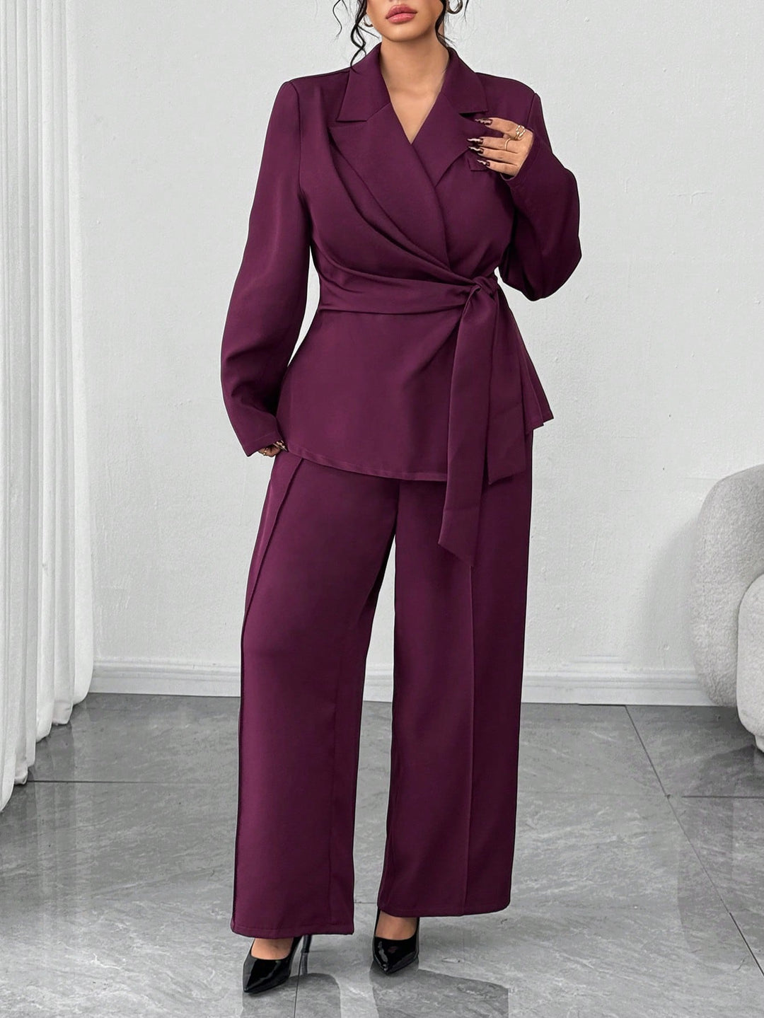 Costum SHEIN, vișiniu