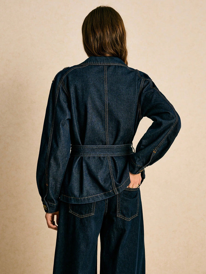 Jachetă denim SHEIN, albastru