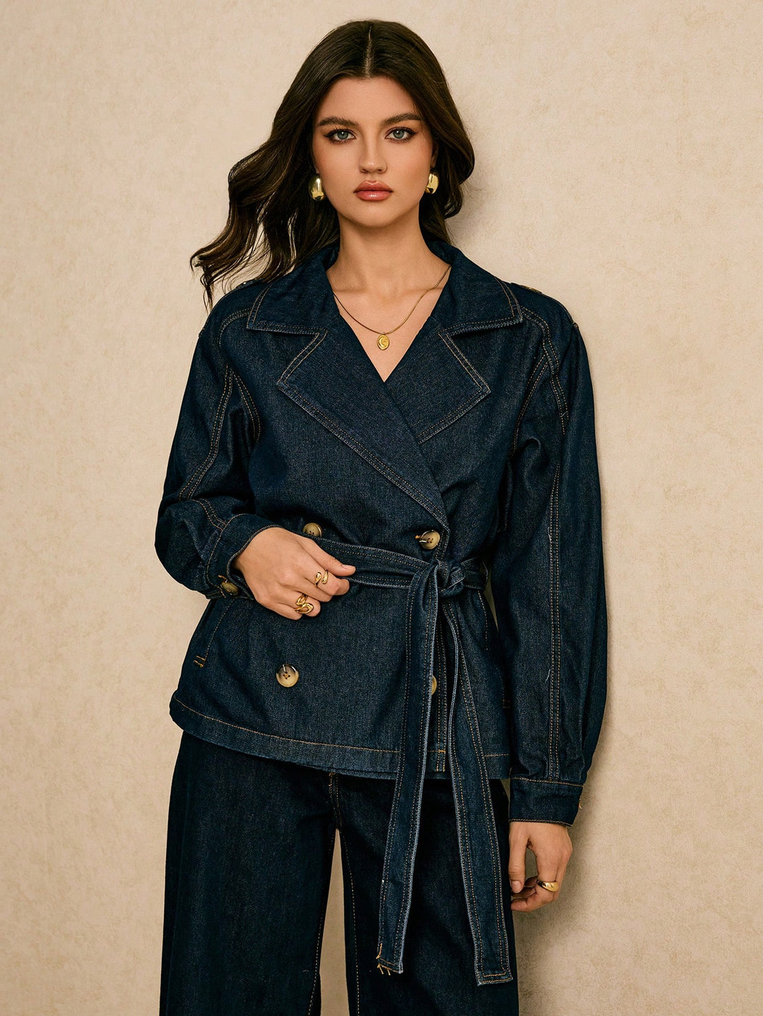 Jachetă denim SHEIN, albastru
