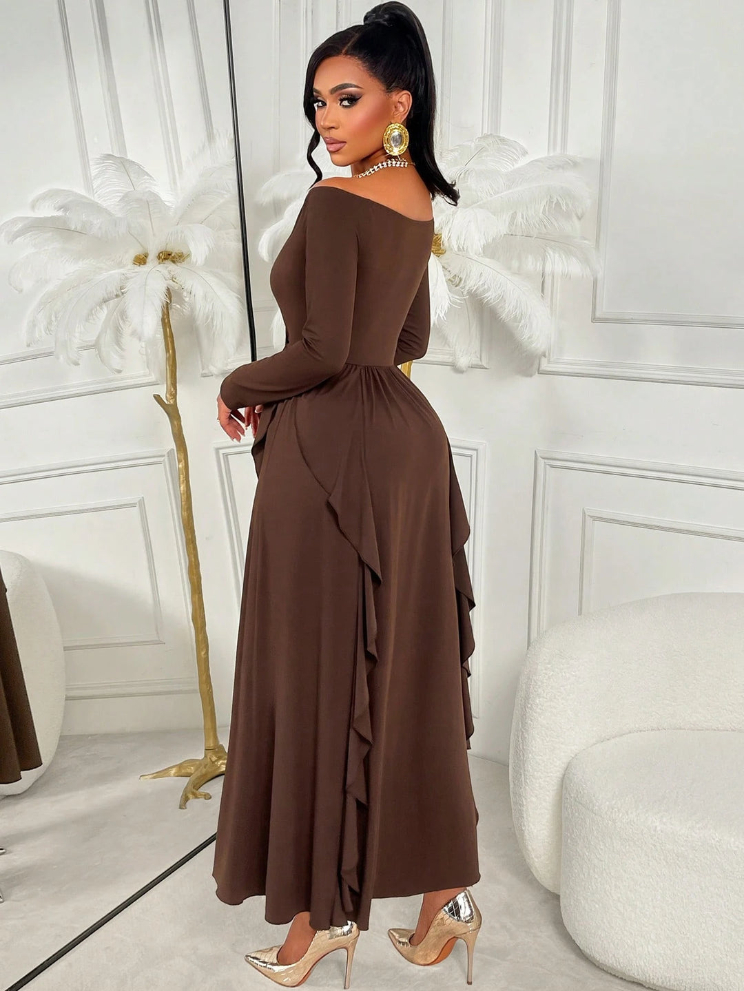 Rochie maxi SHEIN, maro