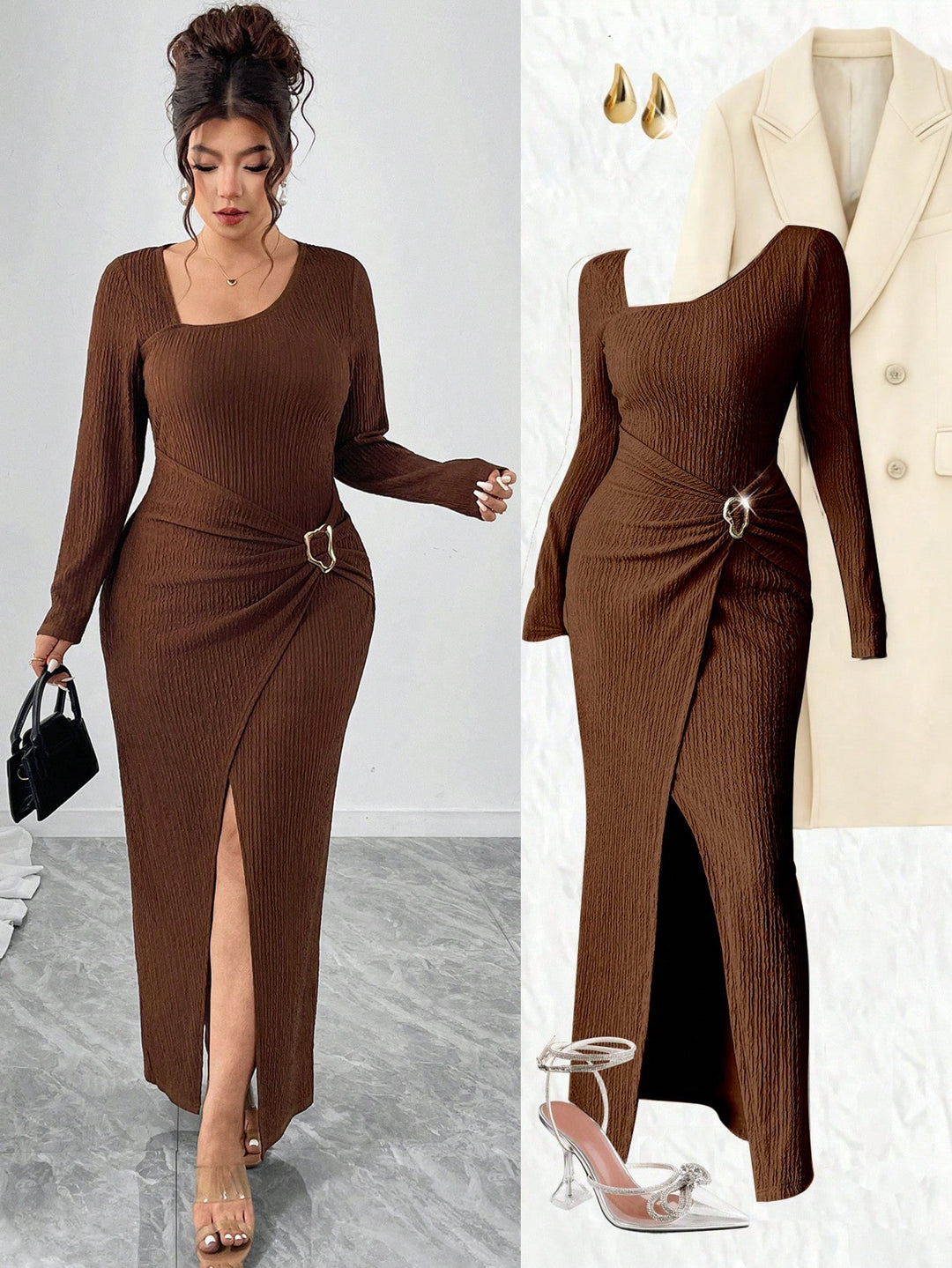 Rochie maxi  SHEIN, maro
