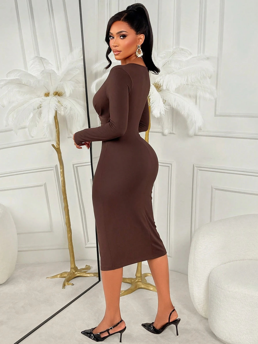 Rochie midi SHEIN, maro