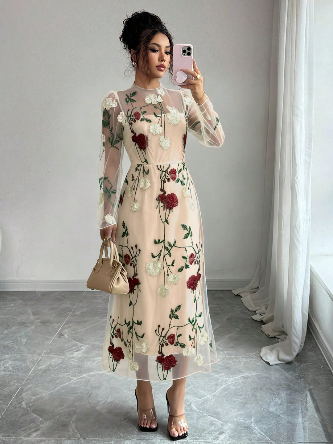 Rochie maxi SHEIN, bej