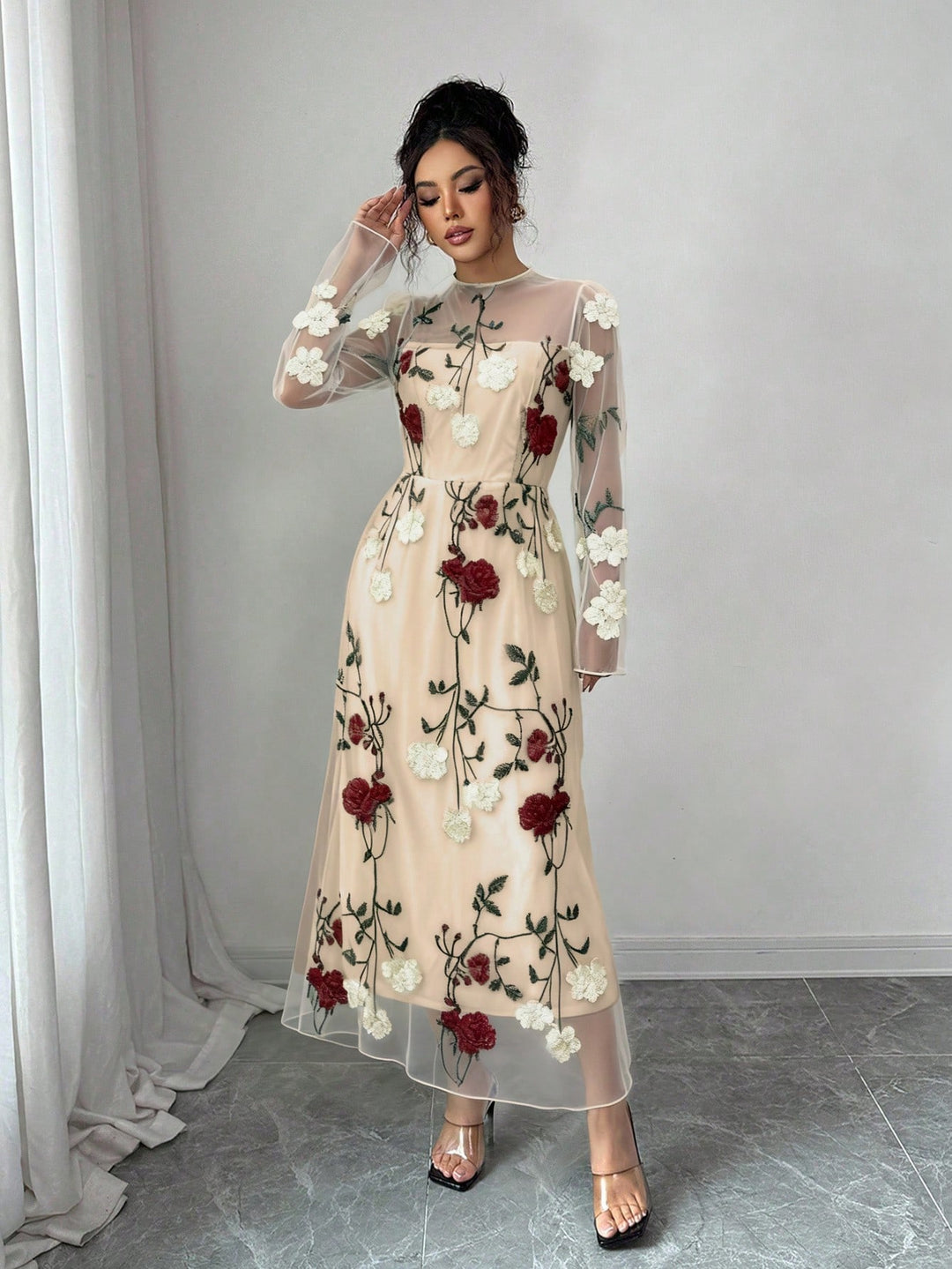 Rochie maxi SHEIN, bej