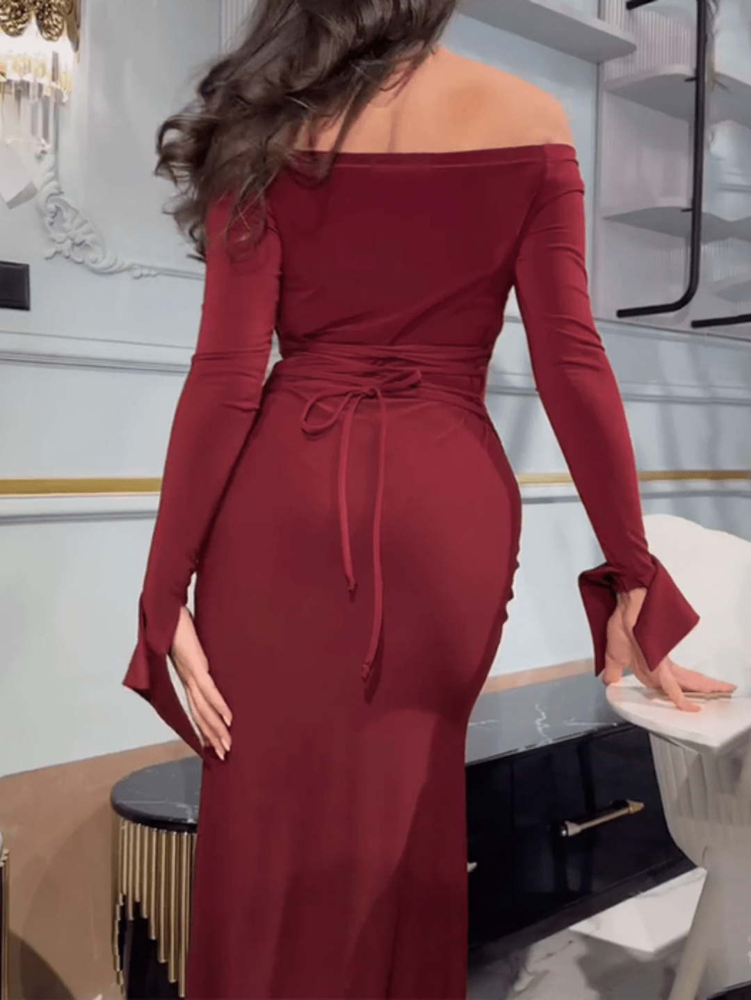 Shein maxi ruha, bordó