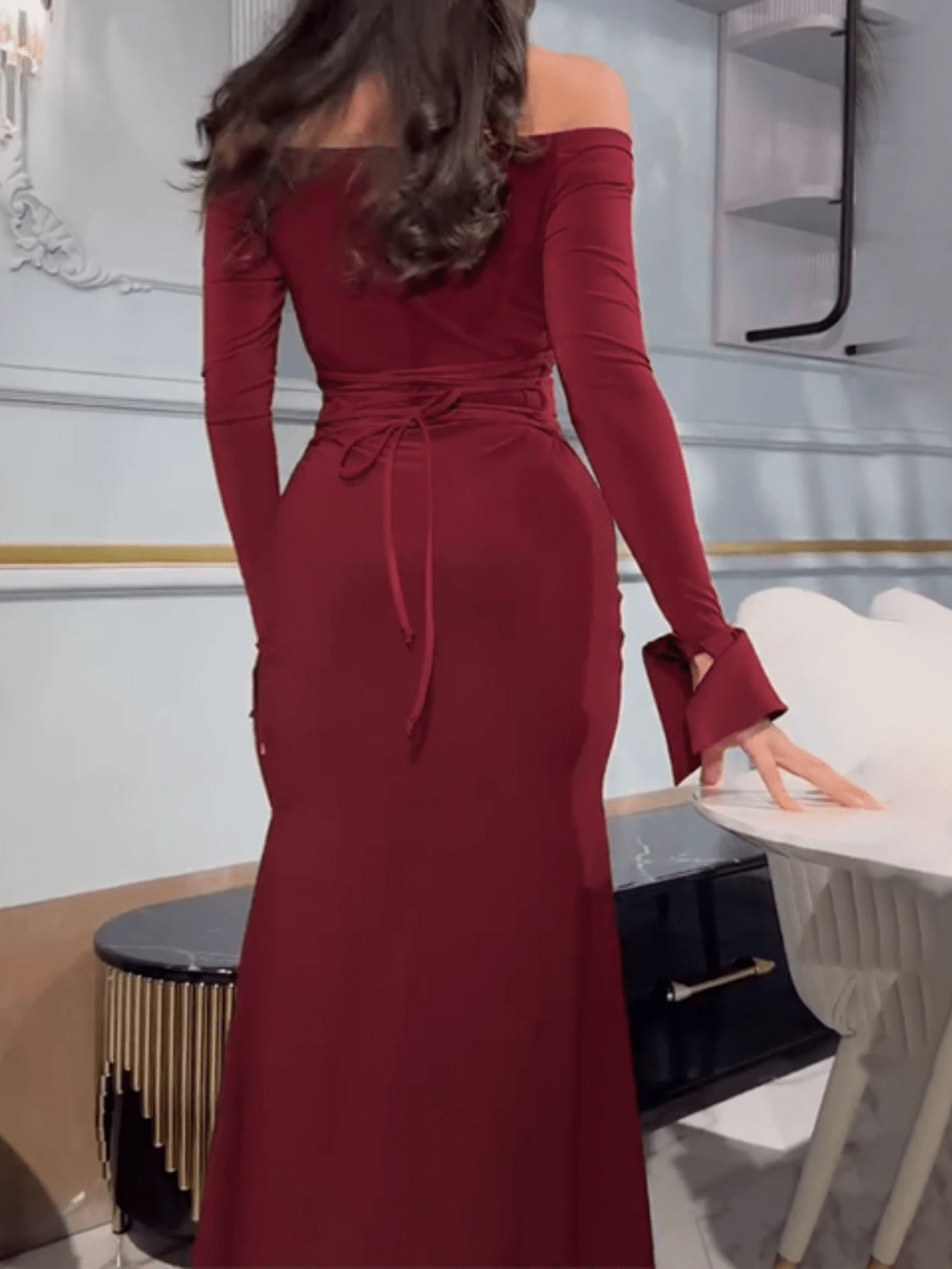 Shein maxi ruha, bordó