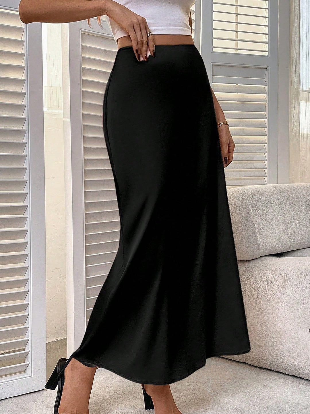 Shein maxi szoknya, fekete