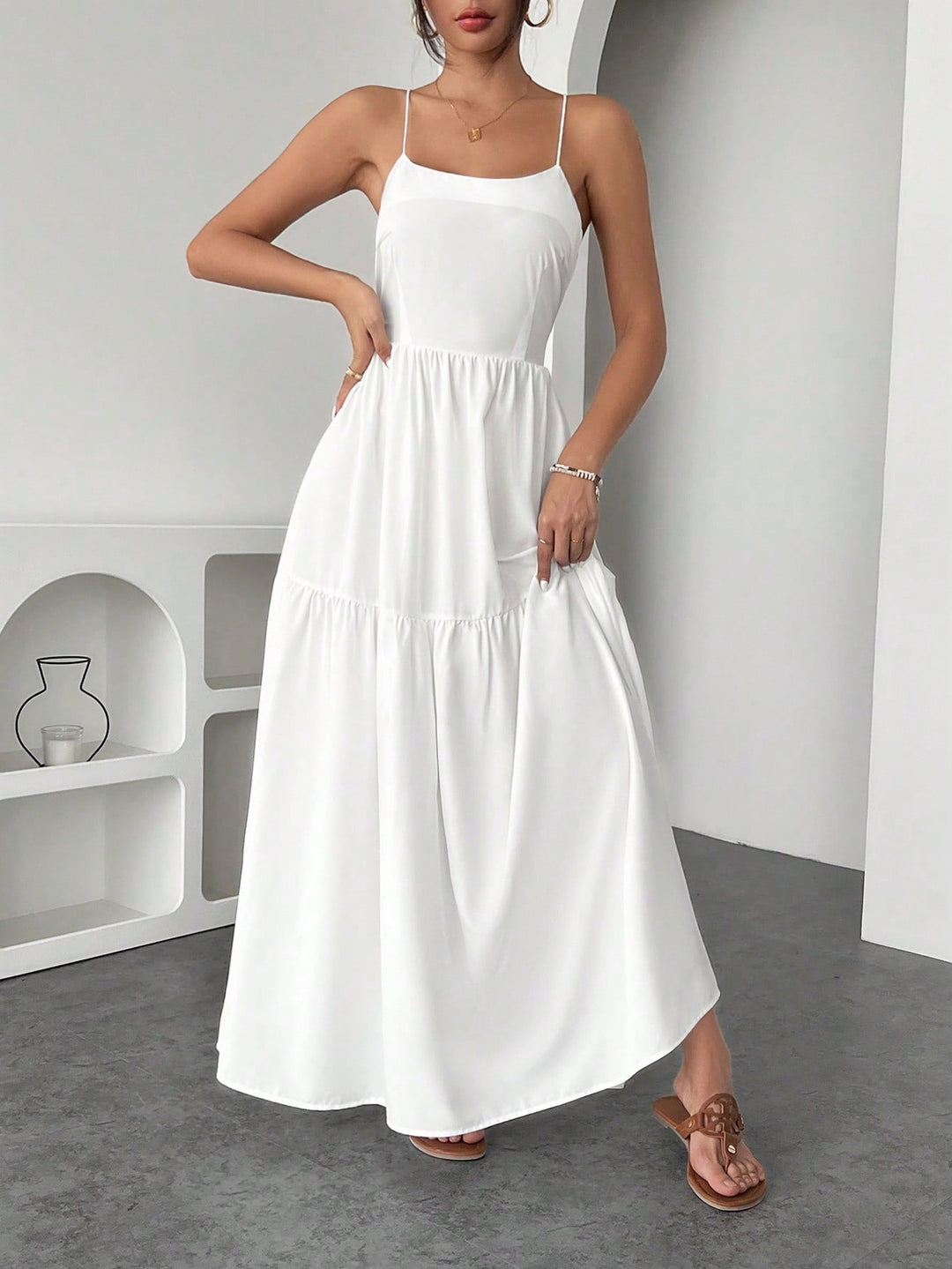 Rochie maxi SHEIN, alb