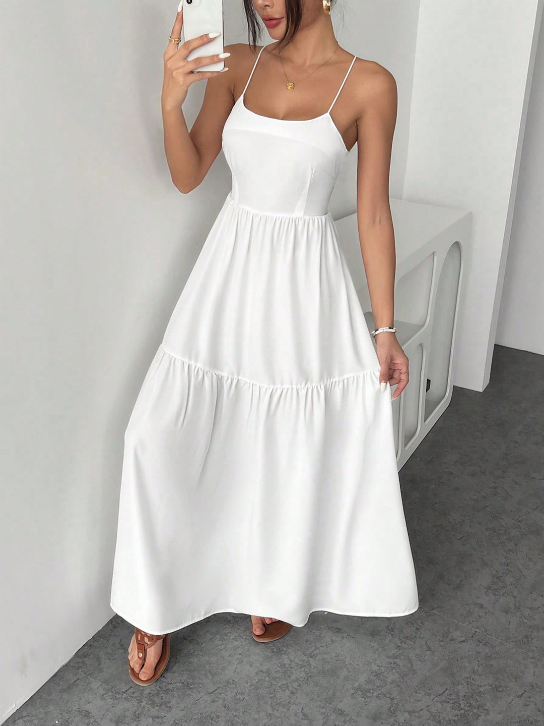 Rochie maxi SHEIN, alb