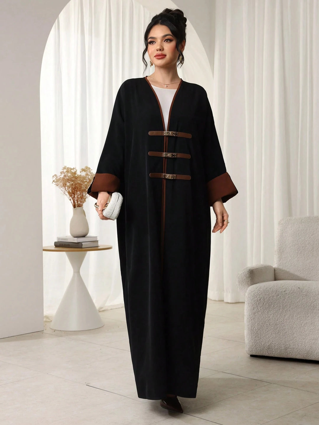 Cardigan lung SHEIN, negru
