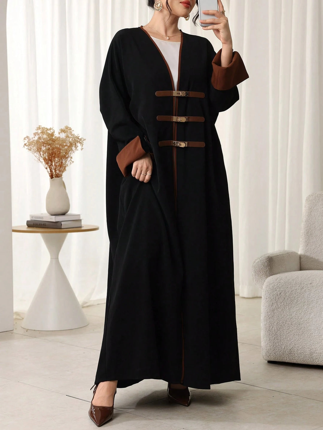 Cardigan lung SHEIN, negru