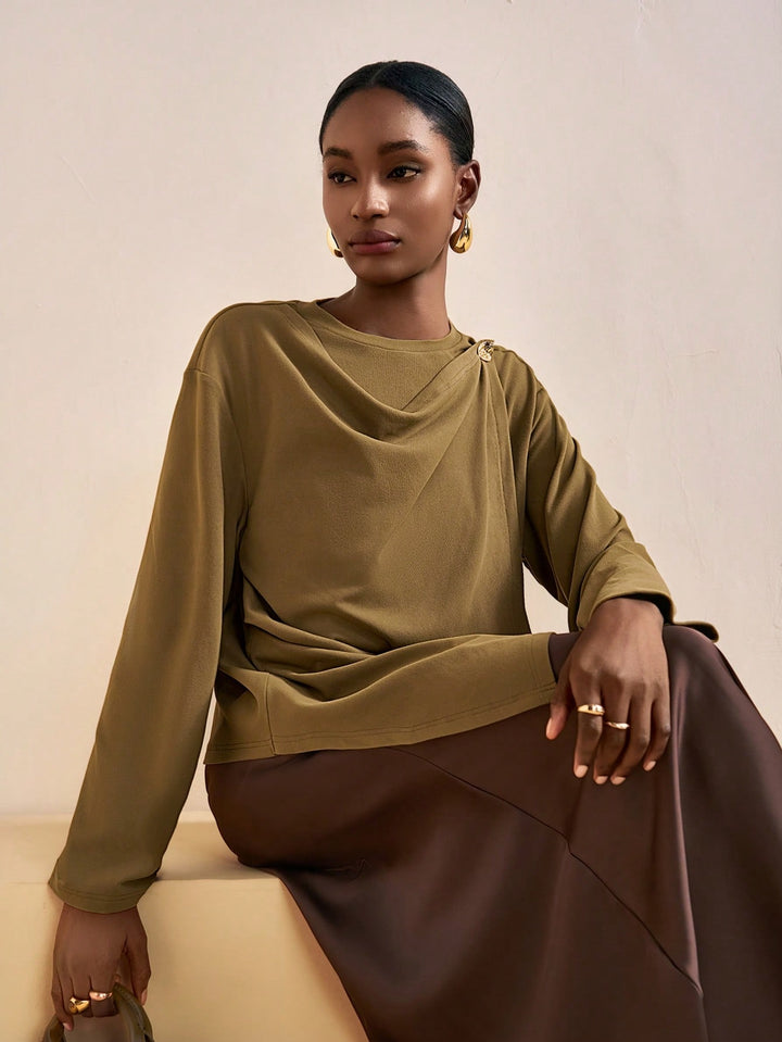 Top SHEIN, kaki