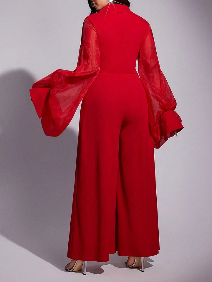 Shein Curve+ piros hosszú overál