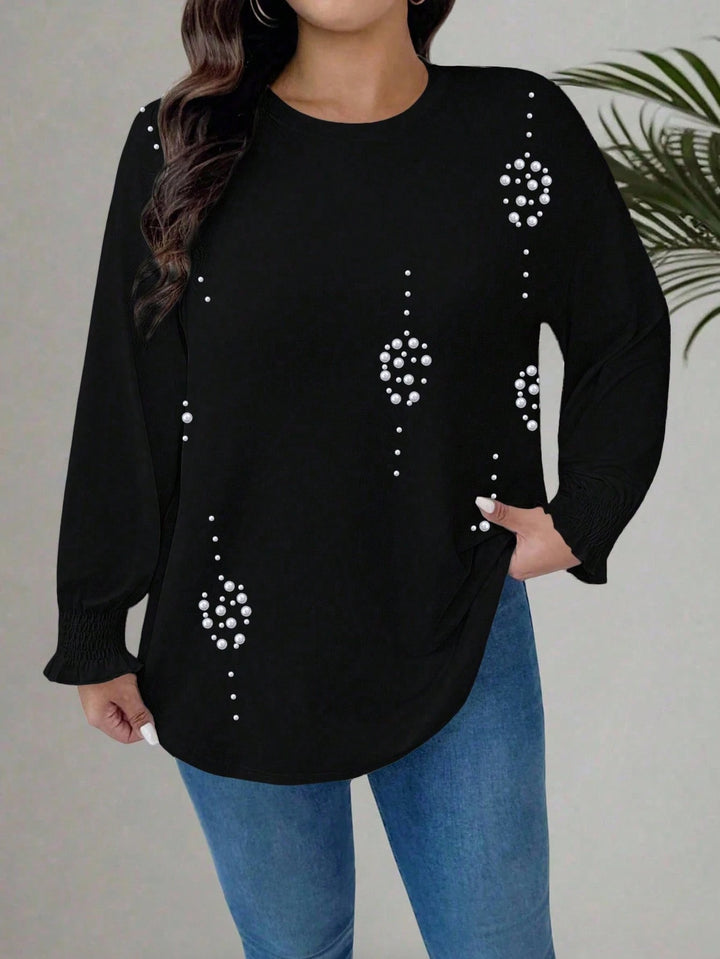 Shein Curve+ blúz, fekete