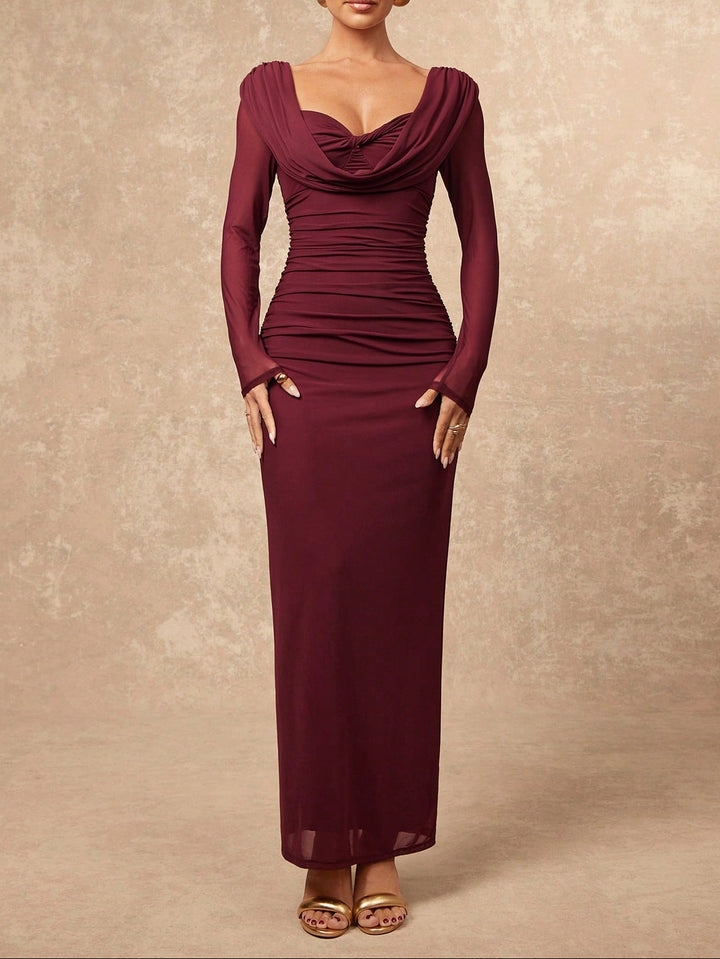 SHEIN bordó maxi ruha