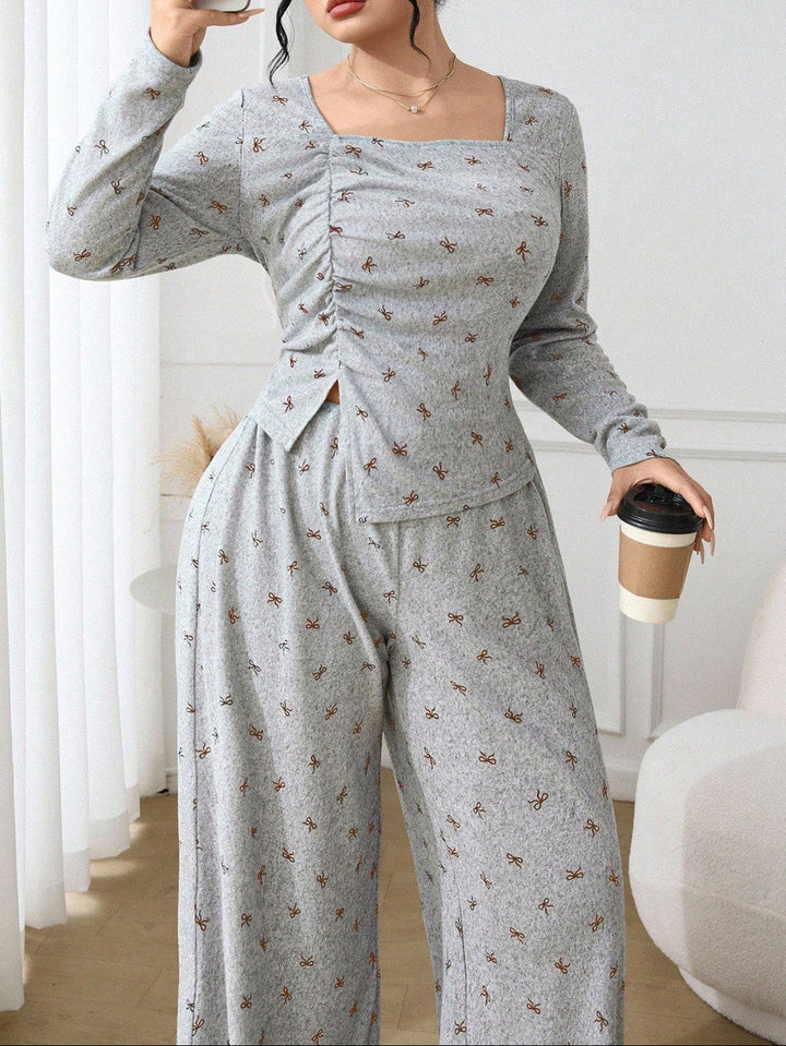 Shein Curve+ pizsama szett, szürke