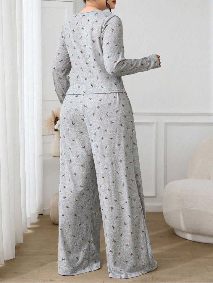Shein Curve+ pizsama szett, szürke