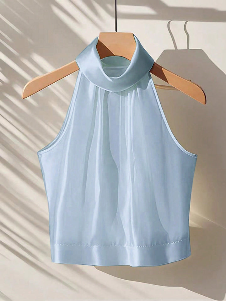 Tricou decupat SHEIN, albastru
