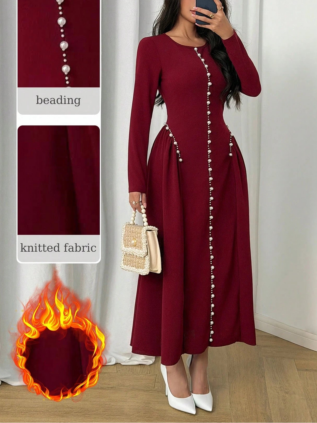 Shein bordó midiruha