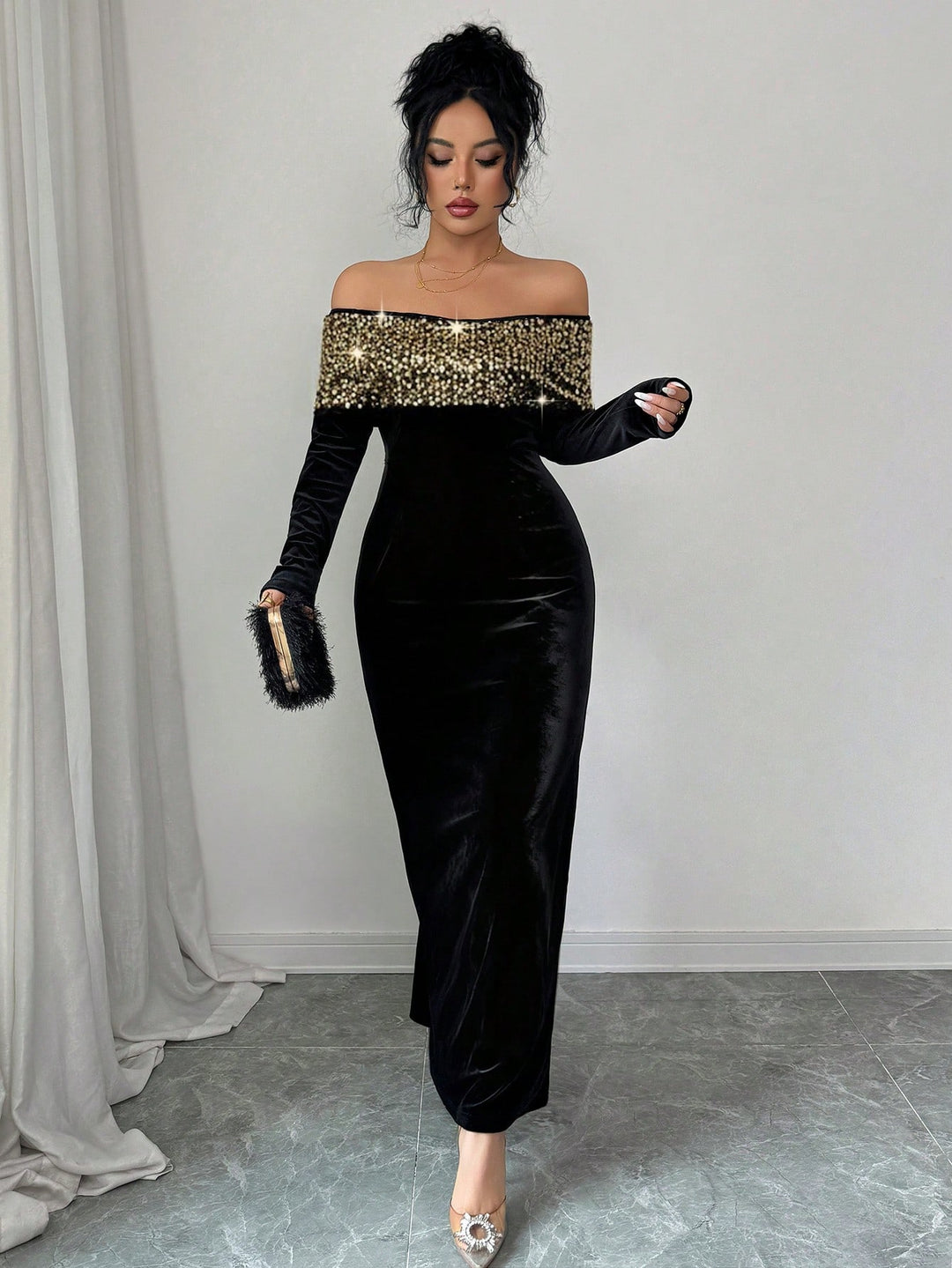 Rochie maxi SHEIN, negru