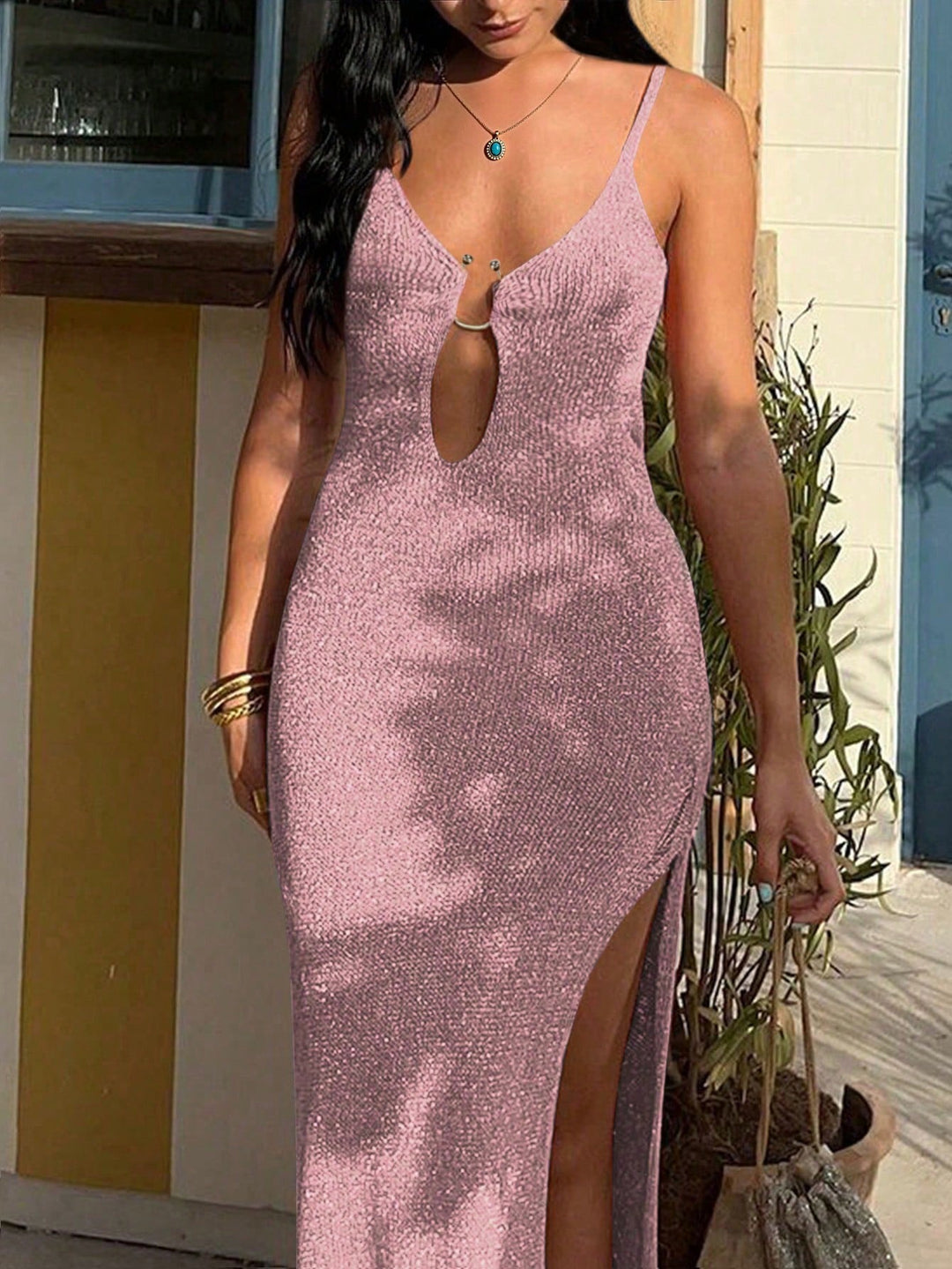 Rochie maxi SHEIN, roz