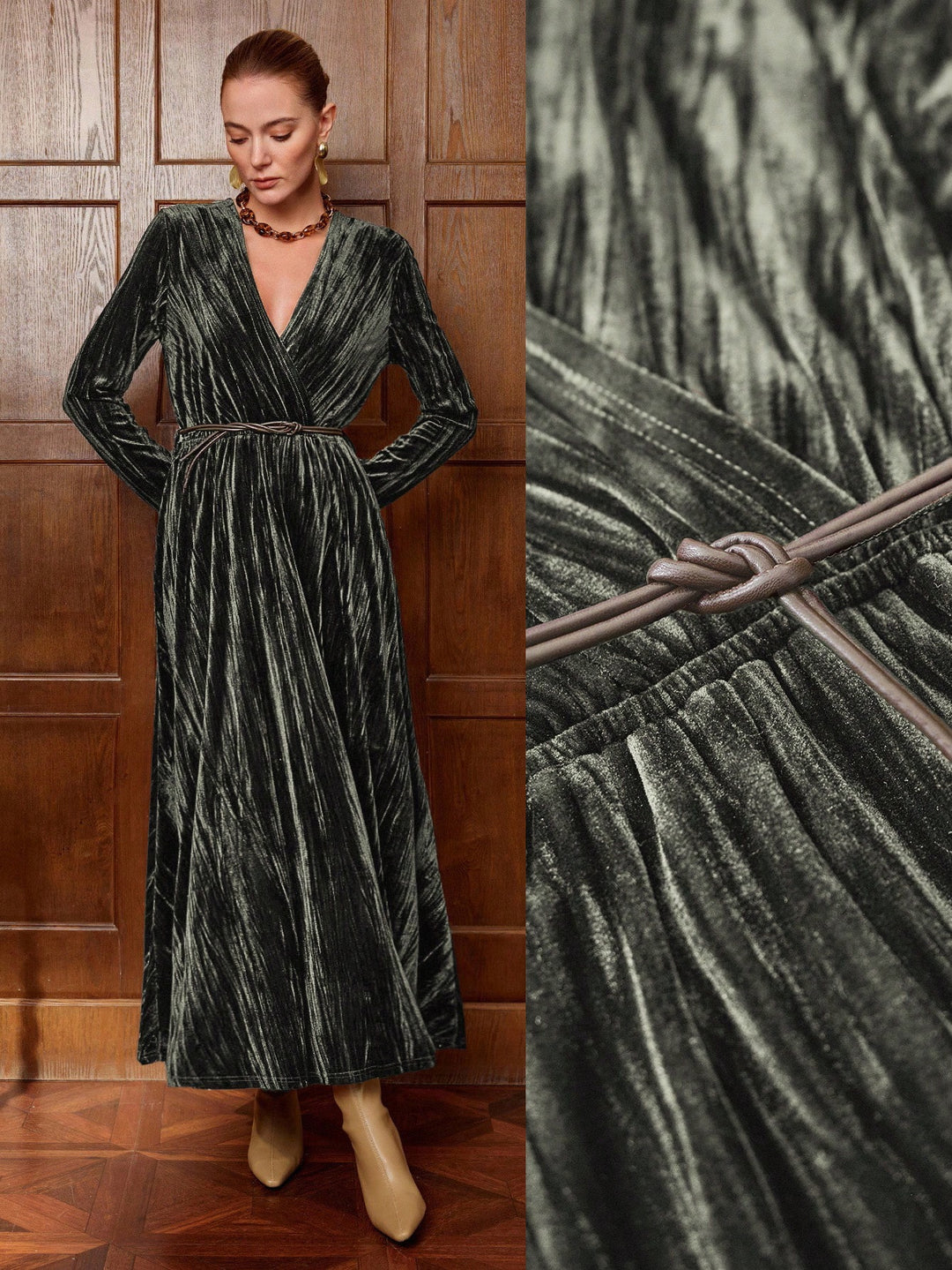 Rochie maxi SHEIN, kaki