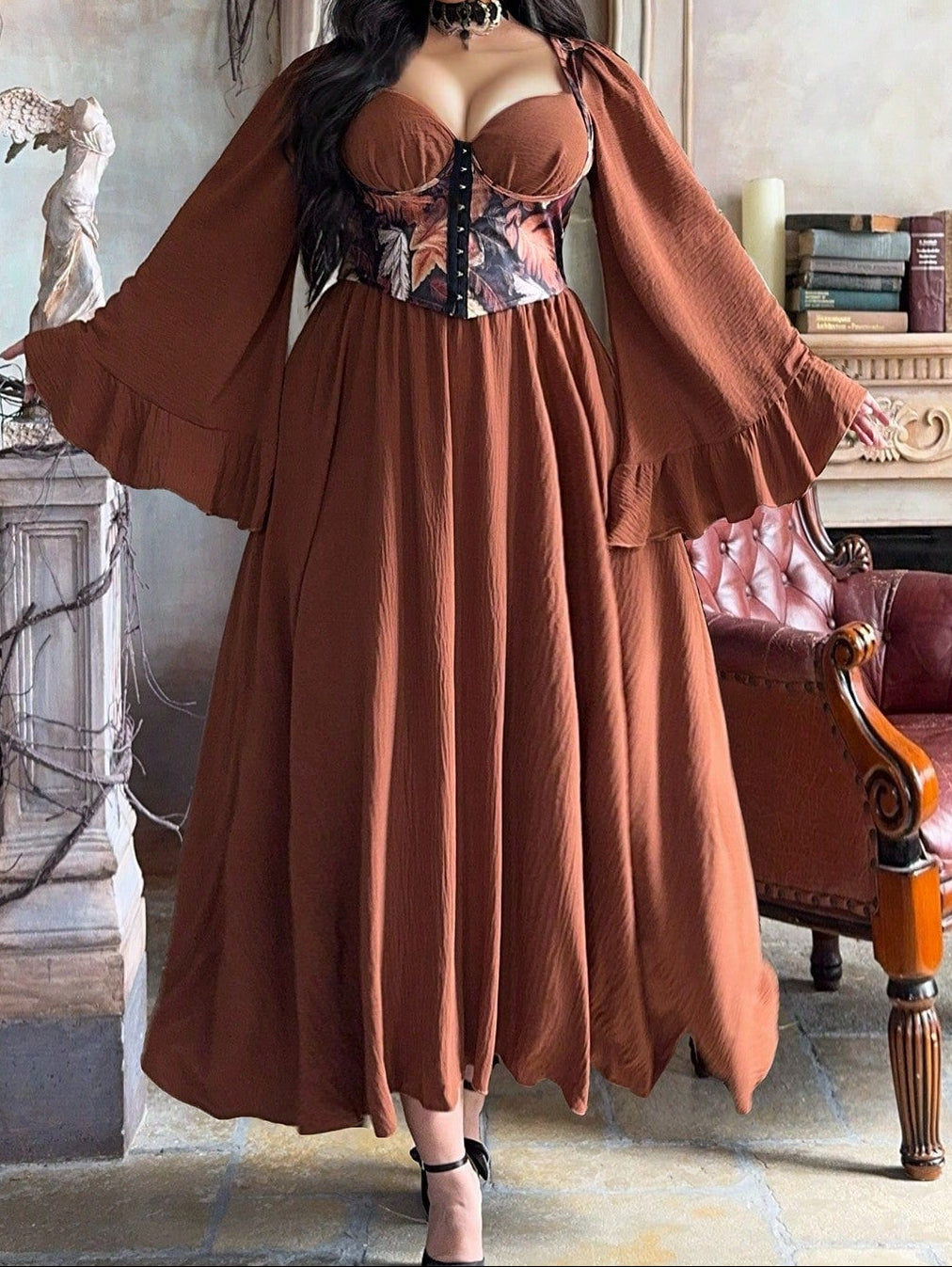 Rochie maxi SHEIN, maro