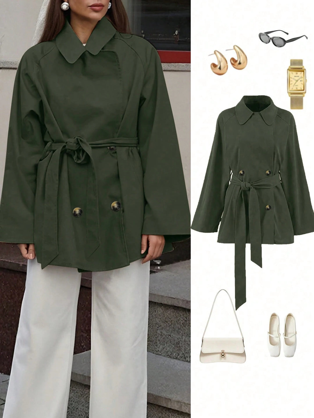 Trench SHEIN, kaki