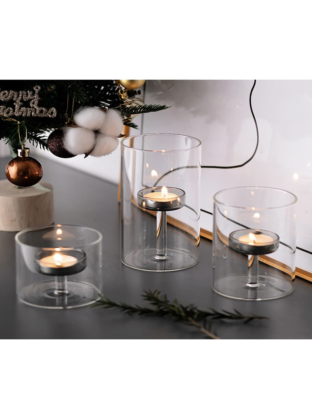 Set suport lumânare SHEIN, transparent