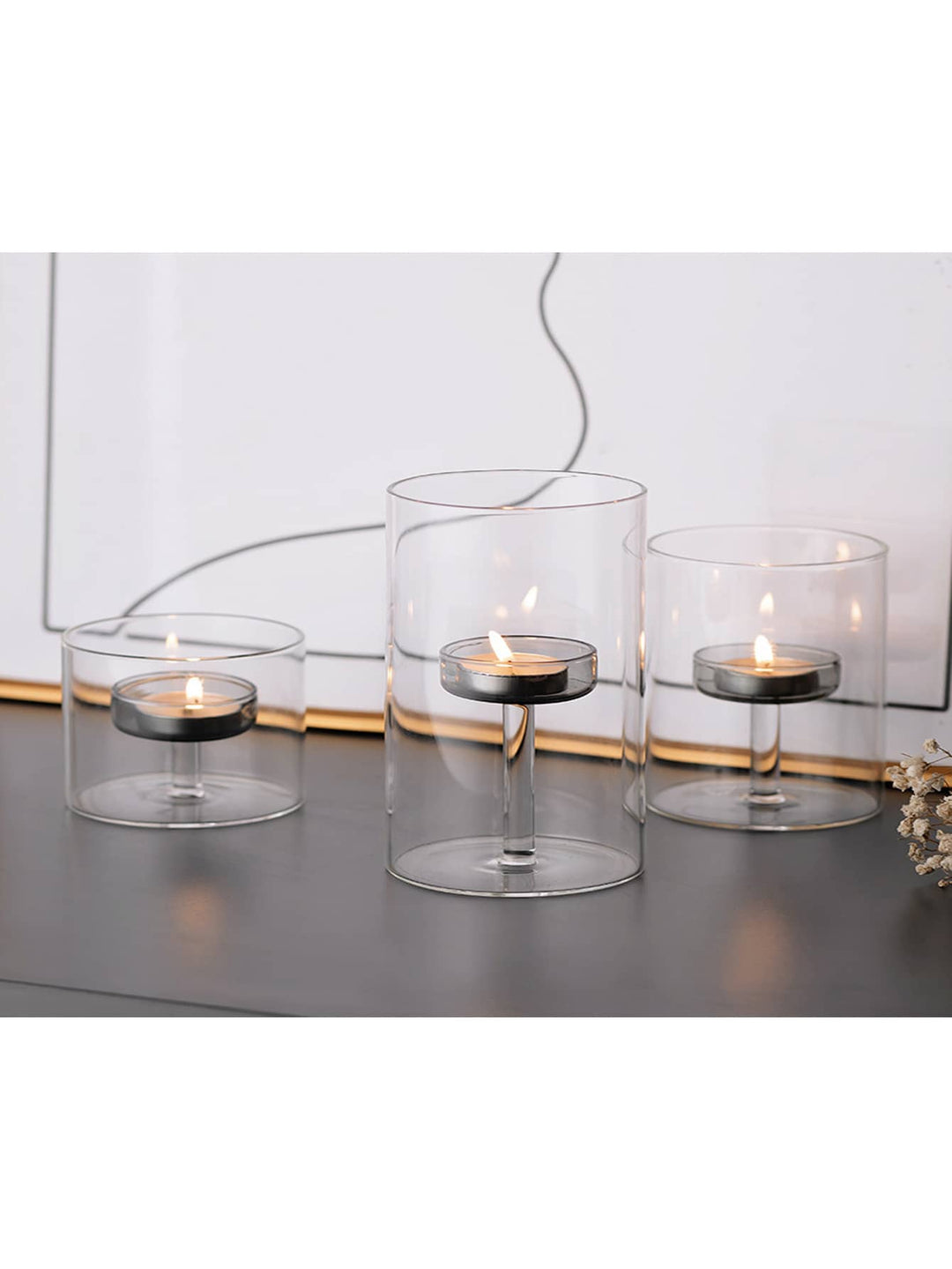 Set suport lumânare SHEIN, transparent