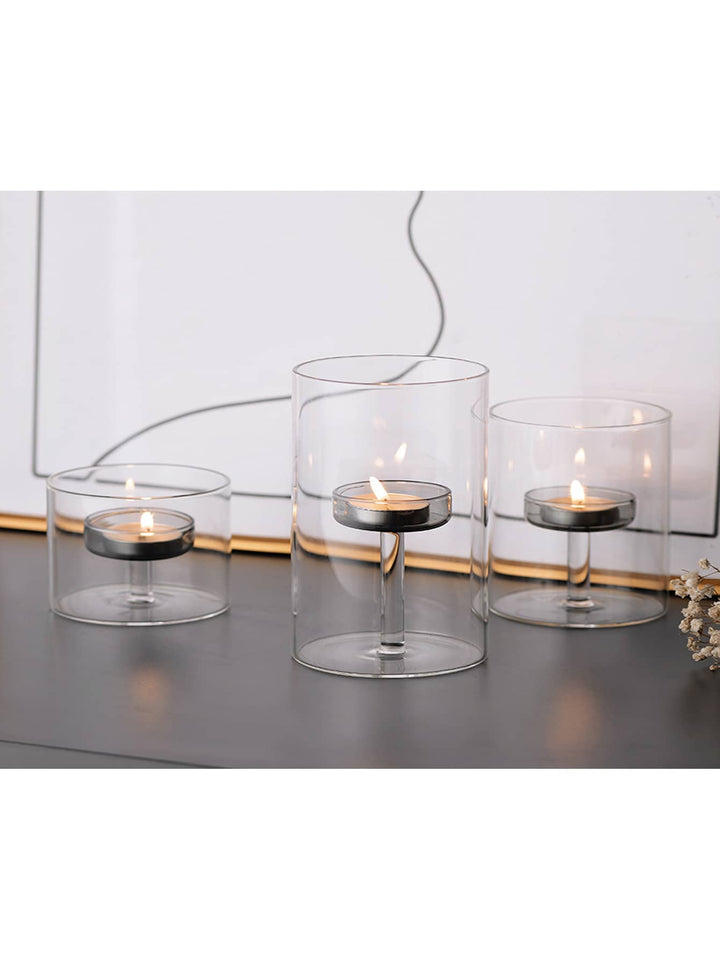 Set suport lumânare SHEIN, transparent