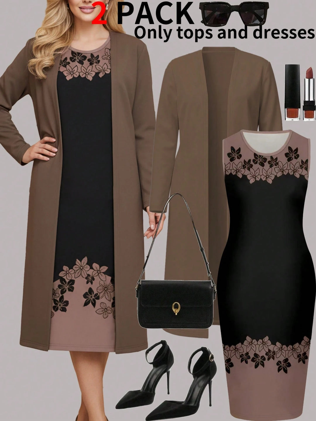 Set rochie și cardigan SHEIN, mix culori