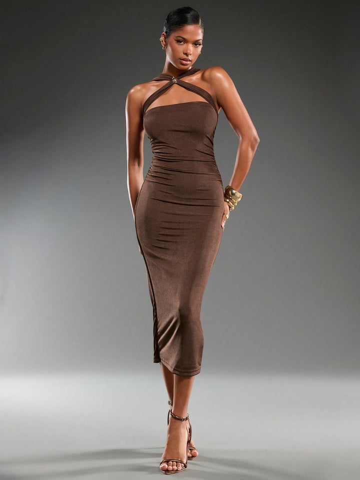 Rochie midi SHEIN, maro