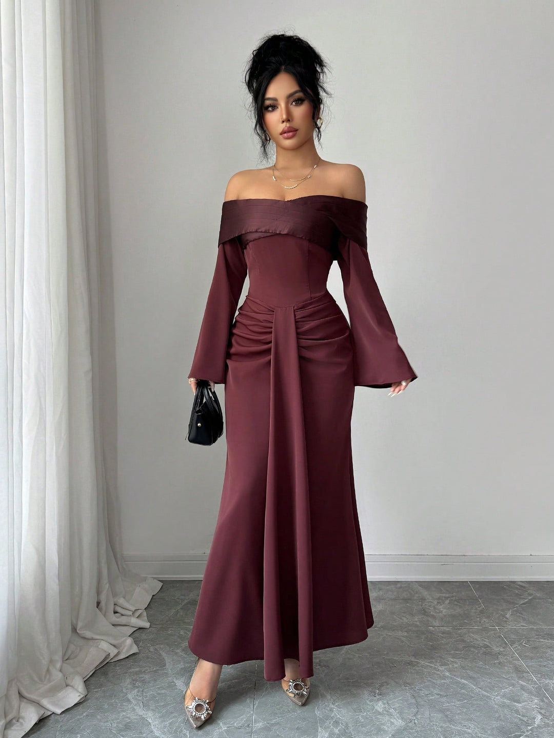 Rochie midi SHEIN, maro